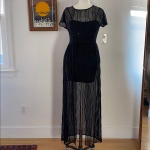 Sheer sequin detailed maxi dress with liner